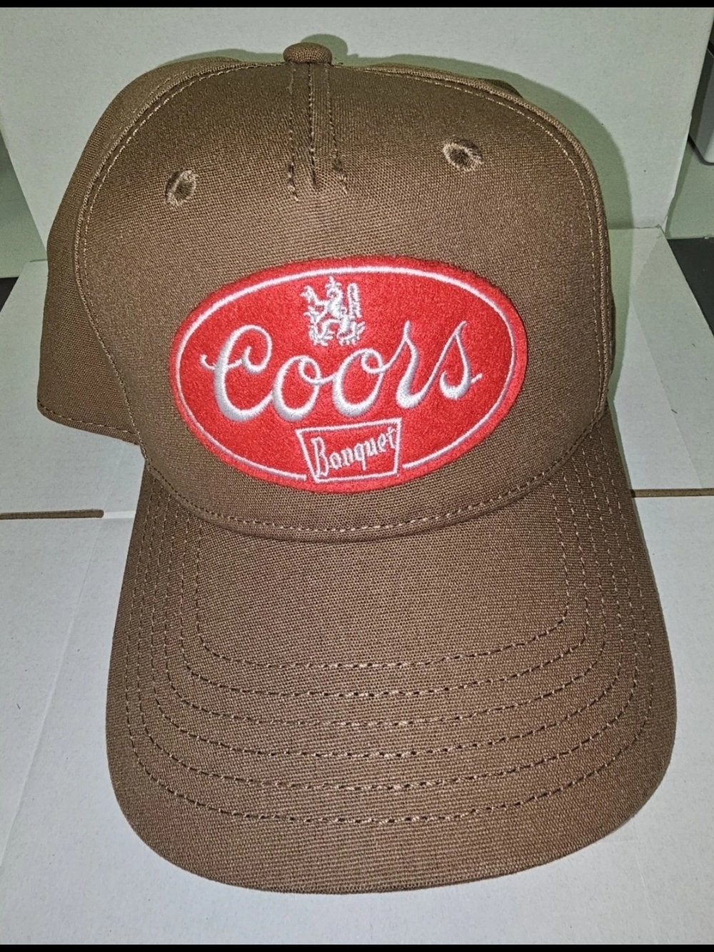 Coors Banquet Brown Baseball Cap with Red Logo